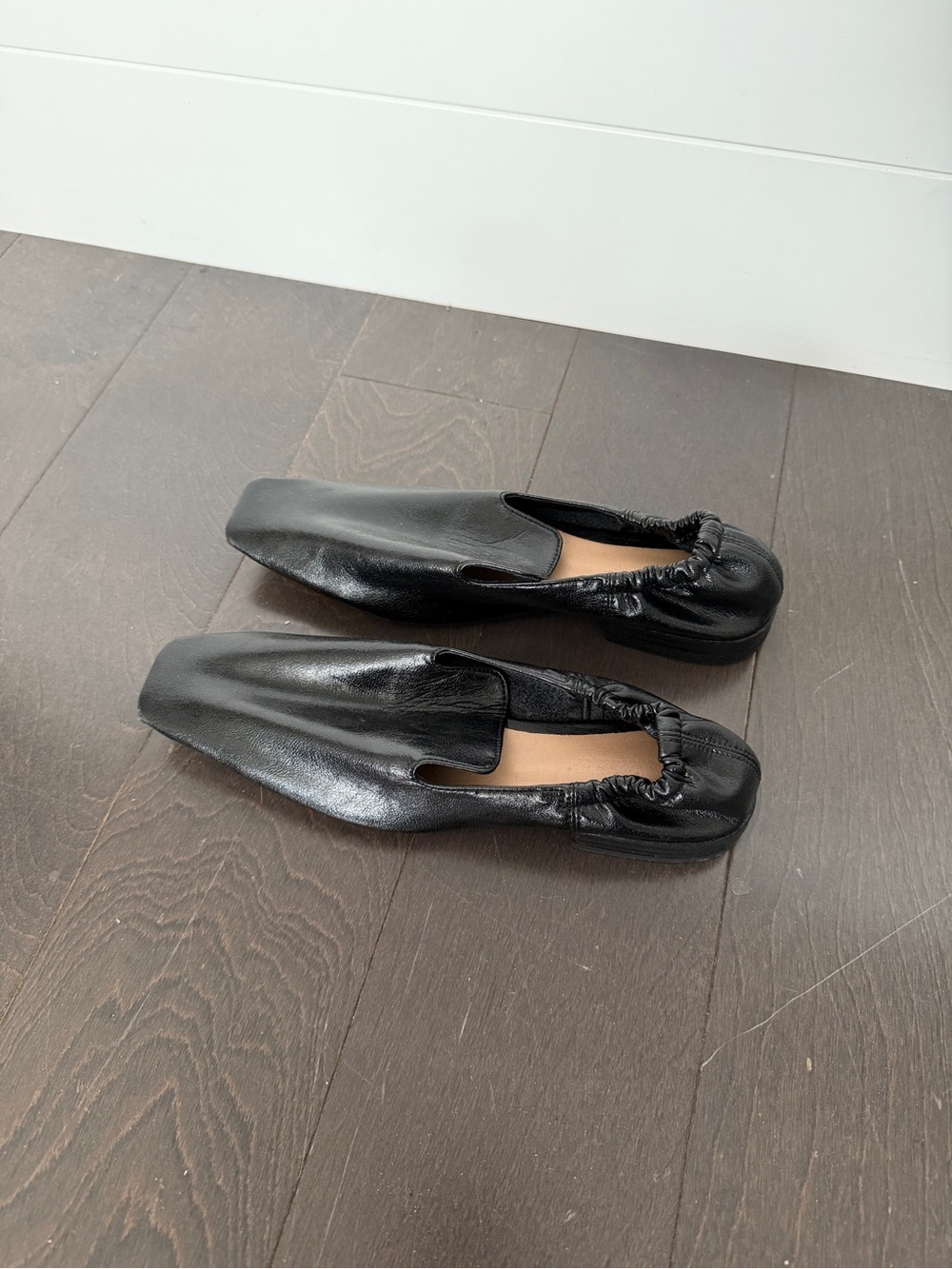 Black Leather Square-Toe Flats (like new)